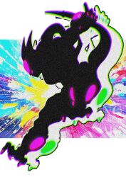  1boy cooler_(dragon_ball) cooler_(fifth_form)_(dragon_ball) dragon_ball dragon_ball_z flying_kick forehead_jewel full_body glowing highres kicking male_focus silhouette solo stktik09060906 tail 