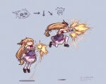  1girl absurdres brown_hair fighting_game highres horns ibuki_suika jamie_siu long_hair nero_augustus oni oni_horns punching purple_skirt shirt skirt special_moves street_fighter street_fighter_6 touhou white_shirt wrist_cuffs 