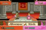  1girl animated animated_gif blonde_hair concealed_weapon critical_hit crossover crown dodging dress duel english_text fire_emblem goomba heads-up_display pink_dress pixel_art polearm princess_peach spear sprite super_mario_bros. super_star_(mario) tumblr_username vilkalizer weapon 