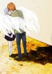  1girl angel_beats! couple from_above holding_hands madoara otonashi_(angel_beats!) school_uniform tachibana_kanade wings 