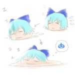  blue_hair bow cirno huruhoshi melting sleeping slime touhou wings yukkuri_shiteitte_ne 