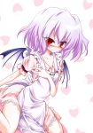  blush embarrassed purple_hair red_eyes remilia_scarlet solo touhou ugatsu_matsuki vampire wings 