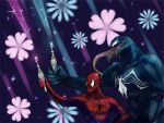  crossover flower heartcatch_precure! marvel multiple_boys parody precure saliva skj spider-man symbiote tongue venom_(marvel) 