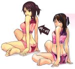  ass barefoot brown_eyes brown_hair butt_crack character_request comparison feet lips 