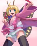  antennae blonde_hair blue_eyes butterfly_wings insect_girl iwaya male monster_girl open_mouth shimon shimotsuma solo thigh-highs thighhighs trap wings 