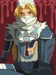  androgynous bandages blonde_hair braid long_hair mask nintendo o-yuki ocarina_of_time princess_zelda red_eyes reverse_trap sheik solo surcoat the_legend_of_zelda 