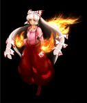  fire fujiwara_no_mokou highres pants sasaae_(artist) solo touhou 