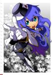  belt blue_hair cape foreshortening gloves hands hat kidou_senkan_nadesico long_hair misumaru_yurika multicolored_hair pantyhose purple_hair solo star v yuuzii 