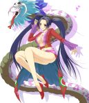  black_eyes black_hair blush boa_hancock breasts cleavage earrings jewelry large_breasts legs long_hair long_legs one_piece salome_(one_piece) shoes skull snake tamo_space thighs twintails very_long_hair 