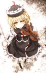  from_above hat highres instrument kazetto looking_up lunasa_prismriver short_hair touhou violin yellow_eyes 