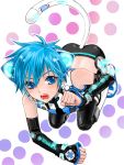  animal_ears blue_eyes blue_hair boots cat_ears cat_tail detached_sleeves headset kaito kneeling male matsumochi neko_cyber project_diva project_diva_2nd solo tail vocaloid 