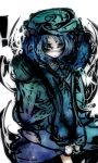 1girl bad_id blue_eyes blue_hair f7(eiki) hat highres kawashiro_nitori solo touhou 
