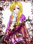  blonde_hair braid cape elbow_gloves fire_emblem fire_emblem:_rekka_no_ken fire_emblem_blazing_sword gloves long_hair louise louise_(fire_emblem) purple_eyes single_braid smile violet_eyes white_gloves 