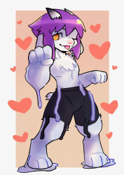  1other :p ambiguous_gender animal_hands black_shorts bright_pupils changed chest_fur clenched_hands digitigrade floppy_ears furry goat goat_horns goat_tail gradient_horns heart highres horns melting multicolored_horns no_nipples non-web_source one_eye_closed orange_background paw_pose pink_nose purple_hair rummycoffee short_hair short_tail shorts simple_background slime_(creature) slime_(substance) slit_pupils snout standing standing_on_liquid tail tongue tongue_out topless_other two-tone_background two-tone_horns white_background white_fur white_pupils wispy_bangs yellow_eyes yuin_(changed) 