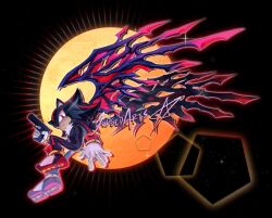 1boy black_fur black_wings body_fur doom_wings finger_on_trigger full_body gun holding holding_gun holding_weapon judgedarts male_focus red_eyes red_fur shadow_the_hedgehog solo sonic_(series) sonic_generations sonic_x_shadow_generations weapon wings