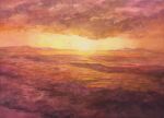  clouds cloudy_sky horizon no_humans orange_sky original painting_(medium) scenery sky sun sunlight sunrise tlctm7h8wdwnthx traditional_media watercolor_(medium) 