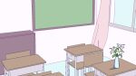  chair chibikki classroom commentary curtains desk english_commentary flower highres implied_suicide indoors no_humans original school_chair school_desk vase window 