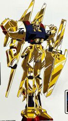  1980s_(style) colored_lineart concept_art gundam highres hyaku_shiki kobayashi_makoto_(illustrator) machinery mecha mecha_focus mobile_suit no_humans official_art radio_antenna retro_artstyle robot scan science_fiction shield traditional_media white_background zeta_gundam 