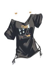 1girl black_shirt black_t-shirt highres hololive hyde_(tabakko) invisible nejima_kitsune_(shirakami_fubuki) shirakami_fubuki shirakami_fubuki_(loungewear) shirt side-tie_shirt simple_background solo t-shirt virtual_youtuber white_background