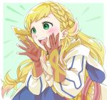  blonde_hair facing_to_the_side fire_emblem fire_emblem_heroes gloves green_eyes long_hair looking_to_the_side mojakkoro open_mouth sharena_(fire_emblem) solo teeth upper_teeth_only 