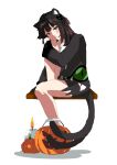  absurdres black_hair cat_girl cat_tail gawr_gura halloween halloween_costume highres hololive red_eyes tail 