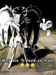  anger_vein antlers clenched_hands crying_emoji elfilin emoji fecto_elfilis highres horns justscarfy kirby_(series) kirby_and_the_forgotten_land looking_at_viewer meme notched_ear photo_background signature standing why_dis_ninja_look_so_mad_(meme) 