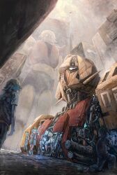  5girls absurdres bird blue_eyes blue_hair boots chinese_commentary collared_shirt commentary_request construction construction_site detached_sleeves frog_hair_ornament gloves green_eyes green_hair hair_bobbles hair_ornament hair_tubes hat highres hisou_tensoku kappa_mob_(touhou) kawashiro_nitori kneeling kochiya_sanae long_hair long_sleeves looking_at_another machinery mecha muddy_mood multiple_girls open_mouth pants robot shirt short_hair short_sleeves sitting skirt smile sparkling_eyes standing touhou twintails two_side_up 