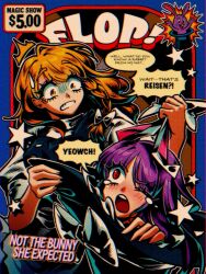  2girls :o ^^^ animal_ears black_hat black_vest blue_background blush border bow braid brown_eyes chromatic_aberration clenched_teeth comic_cover commentary cover english_commentary english_text fake_cover floating_hair frilled_hat frills from_hat_trick grabbing_another&#039;s_ear hair_bow hand_on_another&#039;s_ear hat hat_ribbon highres holding holding_unworn_clothes holding_unworn_hat in_hat kirisame_marisa leaning_back long_hair looking_down magic_trick medium_hair mememedama10 multiple_girls one_eye_closed open_mouth orange_hair parted_bangs price_tag puffy_short_sleeves puffy_sleeves purple_hair rabbit rabbit_ears rabbit_girl red_border red_eyes reisen_udongein_inaba ribbon shaded_face shirt short_sleeves single_braid speech_bubble star_(symbol) surprised sweatdrop tearing_up teeth top_hat touhou turn_pale unworn_hat unworn_headwear upper_teeth_only vest western_comics_(style) white_bow white_ribbon white_shirt witch_hat 