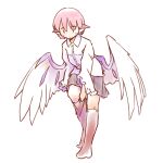  1girl animal_ears bird_ears bird_wings blush brown_socks collared_shirt frilled_sleeves frills full_body kneehighs long_sleeves mystia_lorelei no_headwear pink_hair rangycrow shirt short_hair simple_background sketch socks solo touhou white_background white_shirt white_wings wide_sleeves wings 