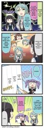 4koma 6+girls bang_dream! black_border comic english_text hikawa_hina hikawa_sayo holding_paper holding_pen kitazawa_hagumi long_sleeves lowres official_art shirokane_rinko siblings sisters speech_bubble sweatdrop toyama_kasumi translated udagawa_ako