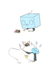  animal_focus bird bug eiscue eiscue_(ice) eiscue_(noice) flying full_body ice igwjgsarifbfo9u insect_wings ninjask no_humans penguin pokemon pokemon_(creature) pokemon_focus red_eyes simple_background stick white_background wings 