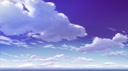  blue_sky cloud_focus clouds cloudy_sky day highres horizon no_humans original outdoors painting_(medium) scenery sky sky_focus traditional_media waribashi37 