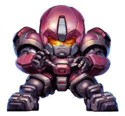  assault_visor deformed frown goalkeeper helmet orange_visor robot shippu!_iron_leaguer silky_(iron_leaguer) taedu white_background 