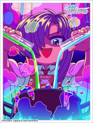  anime_coloring apron artist_request asymmetrical_bangs asymmetrical_hair blue_fire border chemistry coat coat_on_shoulders collared_shirt commentary_request cooking_pot copyright_name deformed dot_nose english_text eyelashes fire from_below hair_intakes hair_over_one_eye highres himoo_yuina holding holding_test_tube indoors kitchen konami lapels logo long_hair necktie neon_palette notched_lapels official_art one_eye_covered open_mouth parted_bangs partially_shaded_face print_apron purple_hair red_necktie robot_print science second-party_source shirt sleeves_rolled_up smoke soup_ladle spatula spoon straight_hair test_tube text_print tokimeki_memorial tokimeki_memorial_1 tongue v-shaped_eyebrows violet_eyes whisk white_border white_shirt white_sleeve_cuffs 