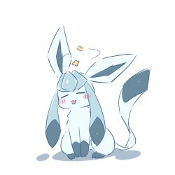  animal_focus blue_fur blush closed_eyes dizzy foznya full_body glaceon highres no_humans open_mouth pokemon pokemon_(creature) pokemon_focus simple_background tail white_background 