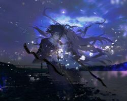  2boys chinese_commentary closed_eyes closed_mouth commentary_request floating_hair gold_trim grey_eyes hair_between_eyes hatsutori_hajime heibaihuabing highres holding_hands hood hood_down hooded_coat long_hair long_sleeves male_focus multiple_boys outdoors photo_background pink_hair saibou_shinkyoku shirt short_hair smile spoilers stole utsugi_noriyuki very_long_hair white_shirt 