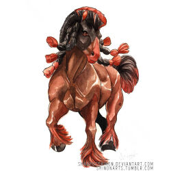  deviantart_username full_body horse mudsdale no_humans pokemon pokemon_(creature) shadeofshinon simple_background web_address white_background 