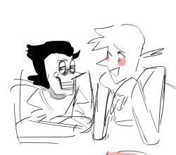  2021 2boys 2d addison_(deltarune) black_hair cropped_torso deltarune digital_media duo glasses looking_away male male_focus male_only multiple_boys pointy_nose short_hair simple_background sketch spamton_g._spamton symbol-only_commentary tttarisha utdr_(toby_fox) white_background white_skin 