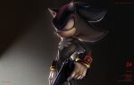  1boy artist_name bad_deviantart_id bad_id black_background cowboy_shot dated furry furry_male gloves gradient_background gun highres holding holding_gun holding_weapon lady_einnharder male_focus red_eyes shadow_the_hedgehog shadow_the_hedgehog_(game) solo sonic_(series) weapon white_fur white_gloves 