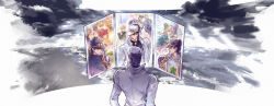  1boy 70491014_(argon-1014-) black_hat chain chinese_commentary commentary_request diamond_wa_kudakenai dog father_and_daughter gakuran grandfather_and_grandson hat higashikata_josuke highres hirose_koichi iggy_(jojo) jean_pierre_polnareff jojo_no_kimyou_na_bouken joseph_joestar joseph_joestar_(old) kakyoin_noriaki kujo_jolyne kujo_jotaro mohammed_avdol narciso_anasui nijimura_okuyasu peaked_cap purple_hat school_uniform solo star_(symbol) stardust_crusaders stone_ocean uncle_and_nephew upper_body white_hat 