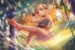 blonde_hair blush d4dj fukushima_noa long_hair smile swimsuit yellow_eyes