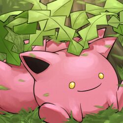  absurdres colored_skin grass highres hoppip no_humans pink_skin pokemon pokemon_(creature) sitting spicyichizo 