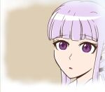  1girl :o blunt_bangs border brown_background danganronpa_(series) danganronpa_3_(anime) kirigiri_kyoko long_hair pink_hair rubixkun_(capnii) solo violet_eyes white_border 