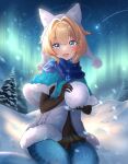  1girl absurdres fox_girl highres honkai:_star_rail honkai_(series) lynx_landau night non-web_source scenery sky snow snowflakes snowing solo 