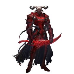  1boy animal_ears arknights armor closed_mouth cow_boy cow_ears cow_horns dark_skin full_armor full_body hair_slicked_back holding holding_weapon horns looking_at_viewer official_art pelvic_curtain red_armor ryuuzaki_ichi sidelocks solo standing third-party_source transparent_background vambraces waist_cape weapon white_hair 