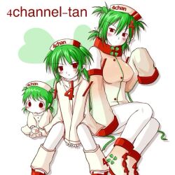  3girls 404 4chan 4channel-tan :o age_difference age_progression aged_down arms_between_legs baby bare_legs bare_shoulders block blush boots breasts canihavepromo character_name clover detached_sleeves dress female female_child green_hair humanization leg_warmers logo long_sleeves multicolored_shoes multiple_girls multiple_persona number open_mouth original personification pointy_ears red_eyes red_shoes shadow shoes short_dress simple_background sleeves_past_fingers sleeves_past_wrists socks teenage toy white_background white_dress white_skin white_sleeves white_socks 