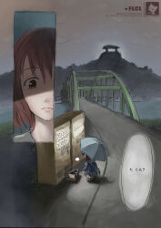  ... ankle_socks aqua_umbrella archived_source artist_name bad_link blue_sleeves blue_sweater box bridge brown_eyes brown_hair brown_shoes character_name closed_mouth clouds cloudy_sky collared_sweater copyright_name english_text expressionless flcl full_body gainax grass green_bag grey_sailor_collar grey_skirt holding holding_umbrella impasto in_box in_container lake len_(a-7) lips long_sleeves medium_hair nostrils plaid_clothes plaid_skirt pleated_skirt road sailor_collar samejima_mamimi school_uniform shoes sidewalk skirt sky socks speech_bubble split_mouth squatting sweater terminal_core translation_request umbrella vending_machine web_address white_socks 