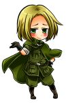  axis_powers_hetalia bad_id blonde_hair chibi green_eyes hajime_kaniku hand_on_hip male military military_uniform poland_(hetalia) solo uniform 