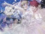  black_hair blonde_hair blue_hair bouquet bride dress drill_hair flower furfur gaap kazune_(baumkuchen) orange_hair red_hair redhead ronove silver_hair umineko_no_naku_koro_ni ushiromiya_battler virgilia wedding_dress zepar 