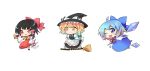  broom_surfing broomsurfing chibi cirno fuguno hakurei_reimu kirisame_marisa touhou 